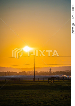北海道　浦河町の夕暮れ 125860090