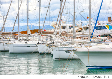 Astonishing spring cityscape with marina and Yachts and boats in town Cagliari Astonishing spring cityscape with marina and Yachts and boats in town Cagliari 125860104