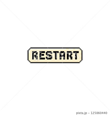 Game restart button, 8 bit vector Retro pixel illustration. 125860440