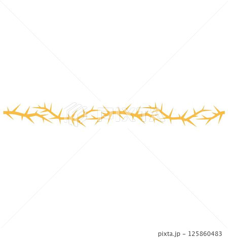 Barbwire chain, vector thorny orange intertwined lines, boundary barb stripes, gothic sharp fence plant stem with spikes 125860483