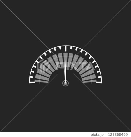 Car speedometer dashboard, monochrome gray semicircle scale, vector gauge panel, progress bar display game interface Car speedometer dashboard, monochrome gray semicircle scale, vector gauge panel, progress bar display game interface 125860499
