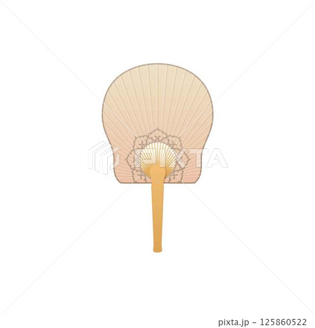 Vintage Japanese Chinese hand fan decorated with a tracery ornament vector icon, bamboo and paper accessory air cooling Vintage Japanese Chinese hand fan decorated with a tracery ornament vector icon, bamboo and paper accessory air cooling 125860522