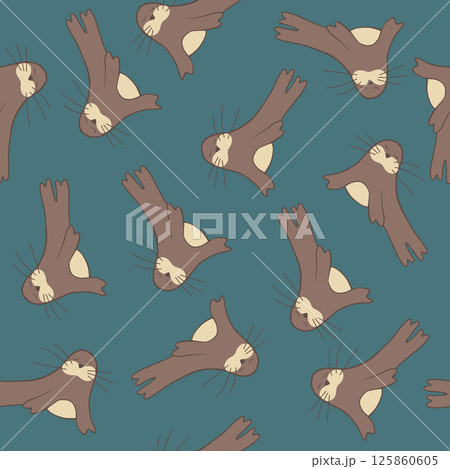Vector isolated illustration of a pattern with fur seals. Vector isolated illustration of a pattern with fur seals. 125860605