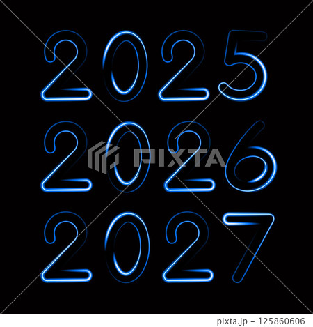 Vector inscription 2026 with neon effect. New Years sign. 125860606