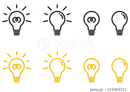 ひらめきアイコンセット、電球アイコンセット 125860721