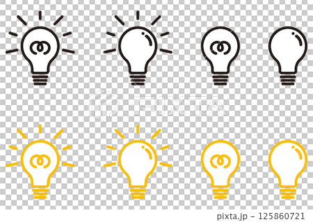 ひらめきアイコンセット、電球アイコンセット 125860721