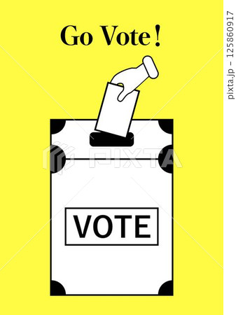 選挙に行こう！イメージポスター英語　黄色背景 125860917