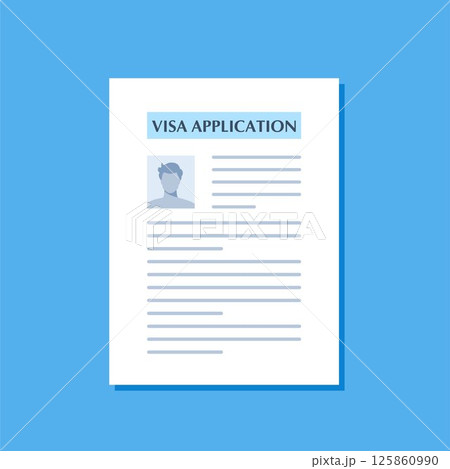 Visa application document. Visa application form. World travel, tourism, holidays concept. Vector illustration. 125860990