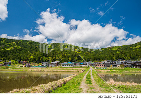 初夏の余呉湖畔川並集落風景　滋賀県長浜市余呉町 125861173
