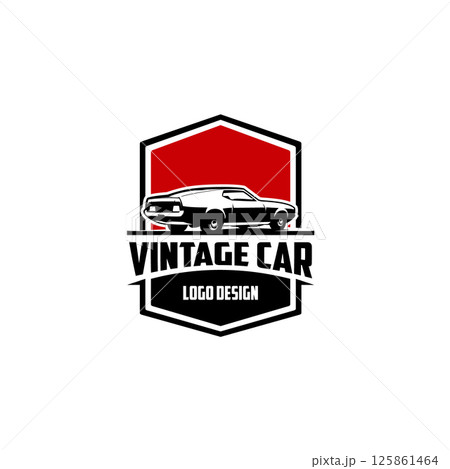 Mustang Mach One Car Logo. Premium isolated vector logo design. Ready to use logo concept 125861464