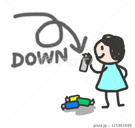 下落して下がる矢印を書込む人物イラスト 125861699