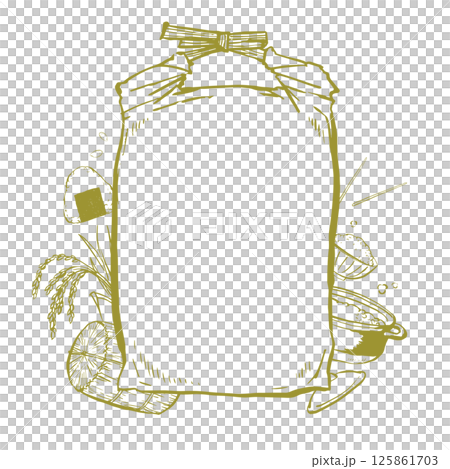 Rice frame brush line drawing illustration Rice frame brush line drawing illustration 125861703