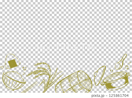 米飯背景框刷線描插圖 125861704