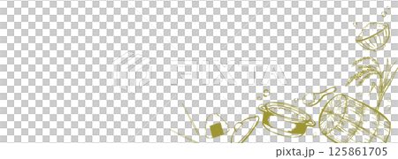 Rice background frame horizontal brush line drawing illustration 125861705