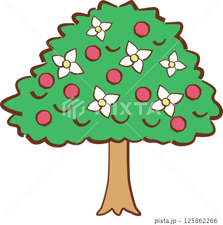 やまぼうしの木のイラスト やまぼうしの木のイラスト 125862266