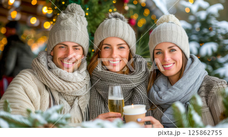 Portrait of happy multigeneration family celebrating New Year 125862755