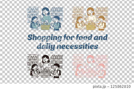 A family shopping for groceries and daily necessities 125862810