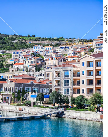 Lustica Bay with Colorful Houses, Marina, and Lighthouse, Montenegro 125863126