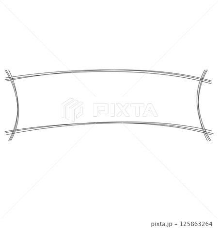 Minimal Curved Line Frame. Hand Drawn Outline Border for Elegant Invitations, Organic Packaging, Branding Design, Vintage Cards, Simple Stationery, Monochrome Projects. Vector illustration 125863264