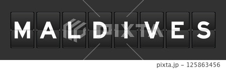 Black color analog flip board with word maldives on gray background 125863456