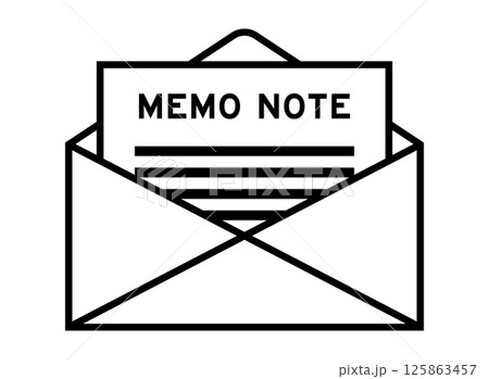 Envelope and letter sign with word memo note as the headline 125863457