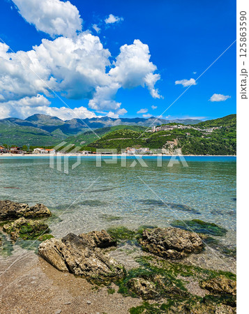 Montenegro Mountain Nature with Rocks, Clouds, and Summer Landscape 125863590