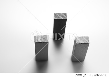 Children's wooden blocks for games. Close up of a puzzle for young children. 125863664