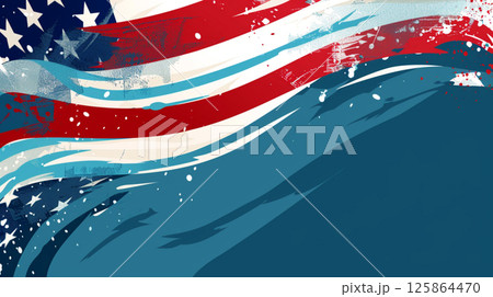 blue background with USA flag for veterans day. Wallpaper for design with lettering top view 125864470