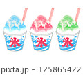 練乳のかかった縁日のかき氷 ストロー付き イチゴ メロン ブルーハワイ 125865422