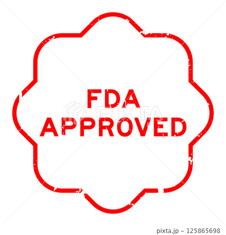 Grunge red FDA approved word rubber seal stamp on white background Grunge red FDA approved word rubber seal stamp on white background 125865698