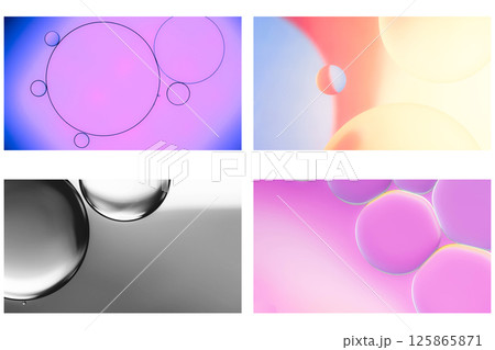 Abstract oil and water bubbles image set in pink purple blue yellow and soft gradient colors for design presentation and digital artwork 125865871
