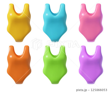 3d woman swimsuit icons collection for summer water sport fitness and beach wear isolated on white 125866053