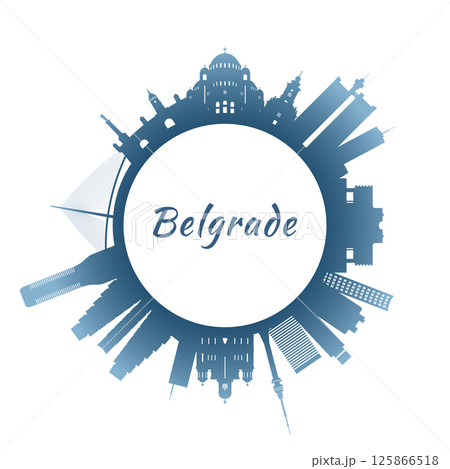 Belgrade skyline with colorful buildings. 125866518