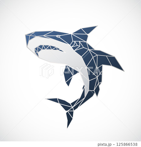 Geometric shark in polygonal style, Geometric shark in polygonal style, 125866538