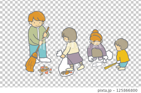 一組撿垃圾的人的插圖 125866800