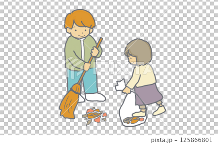 ゴミ拾いをする人々のイラスト ゴミ拾いをする人々のイラスト 125866801