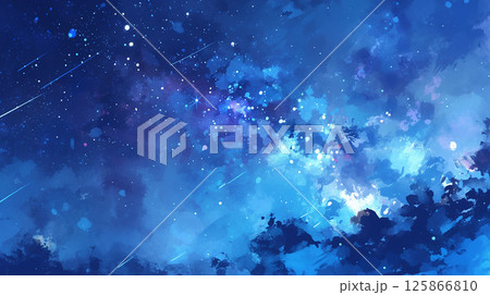 水彩画の夜景星空　generative ai 125866810