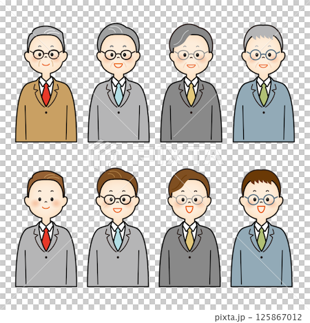不同年齡層男性上半身插圖 不同年齡層男性上半身插圖 125867012