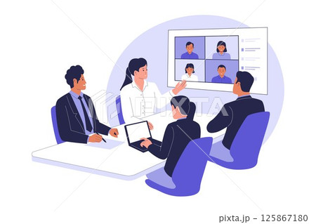 Virtual Business Meeting with Hybrid Team 125867180
