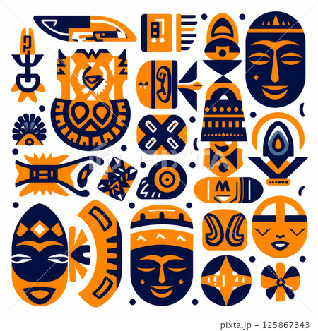 Vibrant and intricate traditional African pattern showcasing cultural elements 125867343