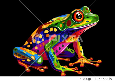 colorful animal frog multicolored illustration 125868819