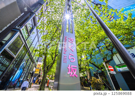 日本の東京都市景観 5月、渋谷駅前。新緑のさくら坂や渋谷サクラステージSHIBUYAタワーなどを望む 日本の東京都市景観 5月、渋谷駅前。新緑のさくら坂や渋谷サクラステージSHIBUYAタワーなどを望む 125869088