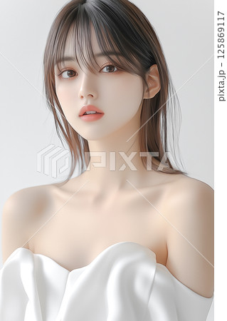 美容コスメ広告に最適な透明感あふれる若い女性モデル 125869117