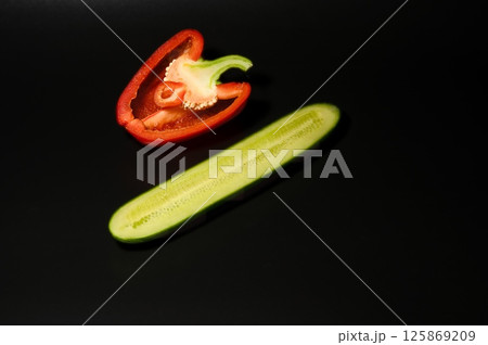 Fruits and vegetables on the table 125869209