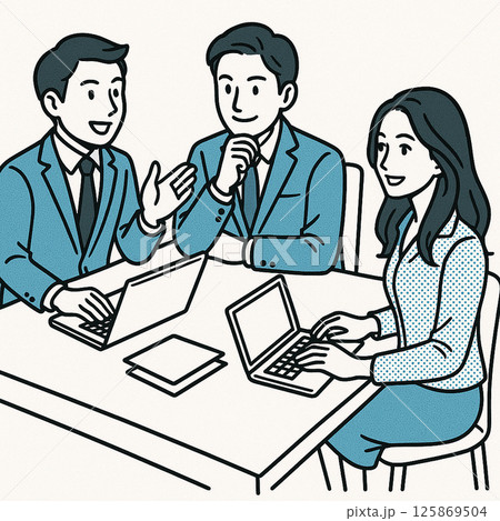 ミーティングをする社員達 125869504