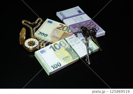 Euros in bundles Euros in bundles 125869519