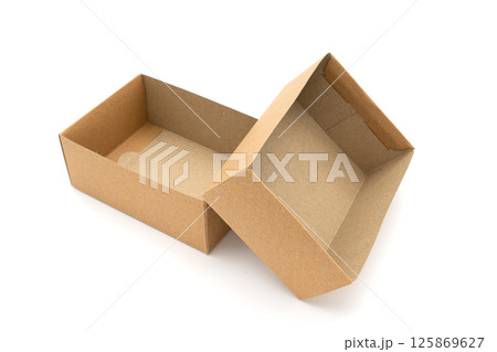 Two brown cardboard carton box, isolated on white 125869627