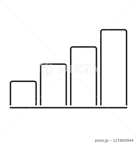 Growth chart icon with four ascending bars on white background. Minimal black outline style, representing business progress, analytics, success, performance and statistics. Concept: business growth. Growth chart icon with four ascending bars on white background. Minimal black outline style, representing business progress, analytics, success, performance and statistics. Concept: business growth. 125869944