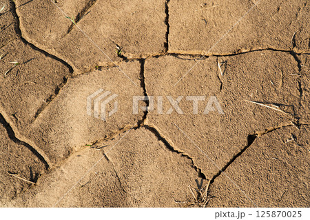 Brown cracked ground. Because of global warming. Effects of climate change. Dry cracked soil texture Brown cracked ground. Because of global warming. Effects of climate change. Dry cracked soil texture 125870025