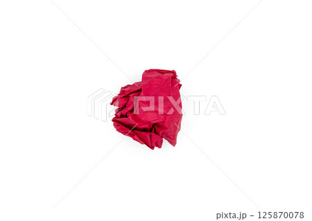 Red crumpled paper ball isolated on white. Blank for the designer. Ideas concepts with paper crumpled ball Red crumpled paper ball isolated on white. Blank for the designer. Ideas concepts with paper crumpled ball 125870078
